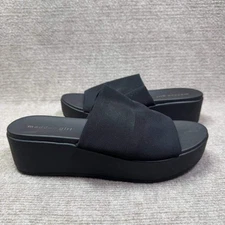 Madden Girl Sandals Women 8.5 Black Platform Wedge Slides Comfort Slip On Casual