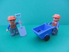 Lego Duplo Figur 2 Bauarbeiter Schubkarre Schaufel Baustelle (180524A)