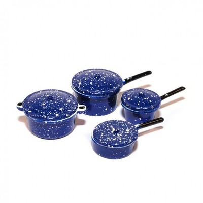 Dolls House Blue Pots and Saucepans (MC7017) - 1:12 Scale Miniatures | Minimu...