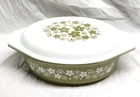 PYREX Spring Blossom Crazy Daisy Oval Glass Bowl with Lid,  2.5 QT Ctg Set