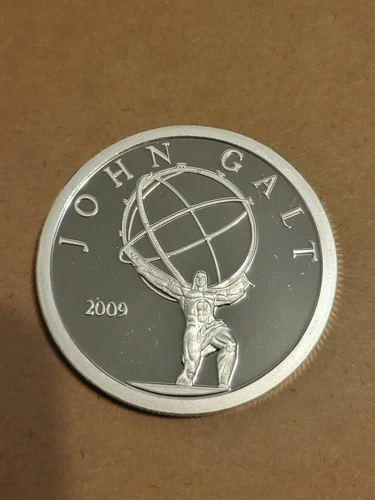 2009 John Galt $50 Atlas Librecoins AOCS  1 oz .999 Fine Silver Norfed Design BU
