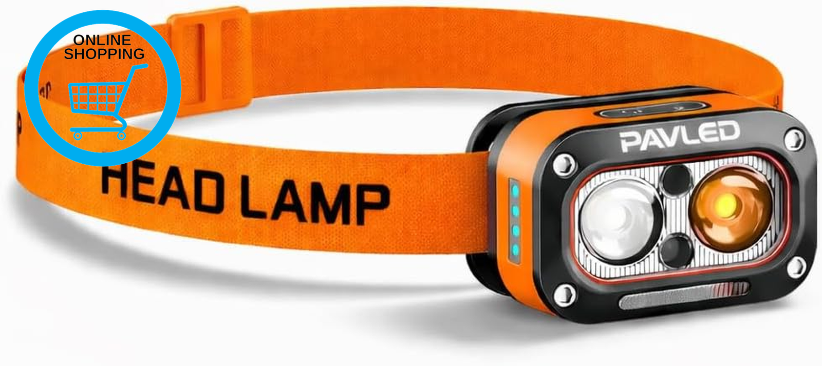 Head Torch USB Rechargeable Dual Lights Headlamp for Hardhat with Motion Sensor,