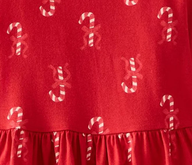 Vestido Hanna Andersson Holiday Playground rojo con bastones de caramelo y bolsillos talla 85 2T Foto 2 de 3