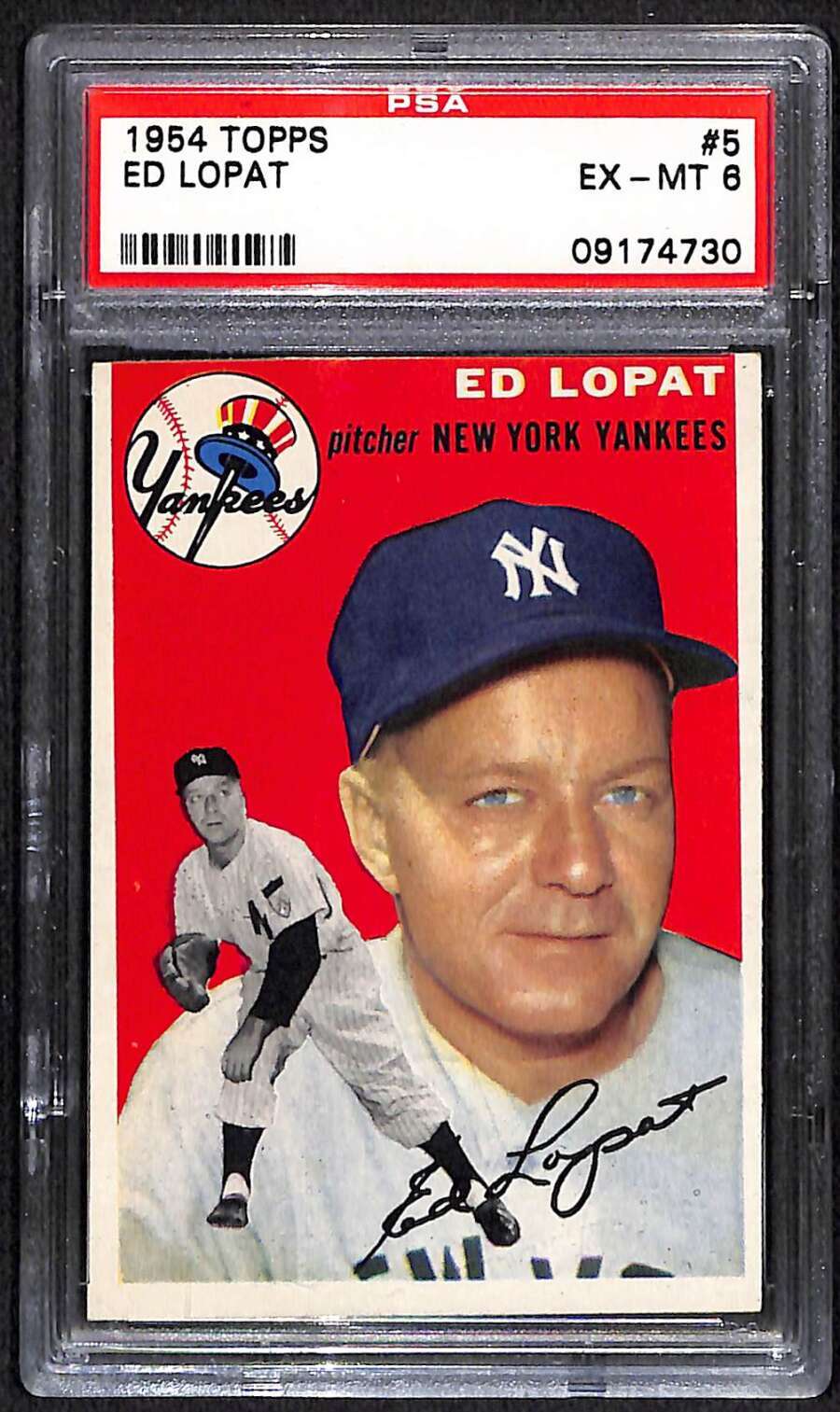1954 Topps #5 Ed Lopat  PSA 6 EXMT C94163