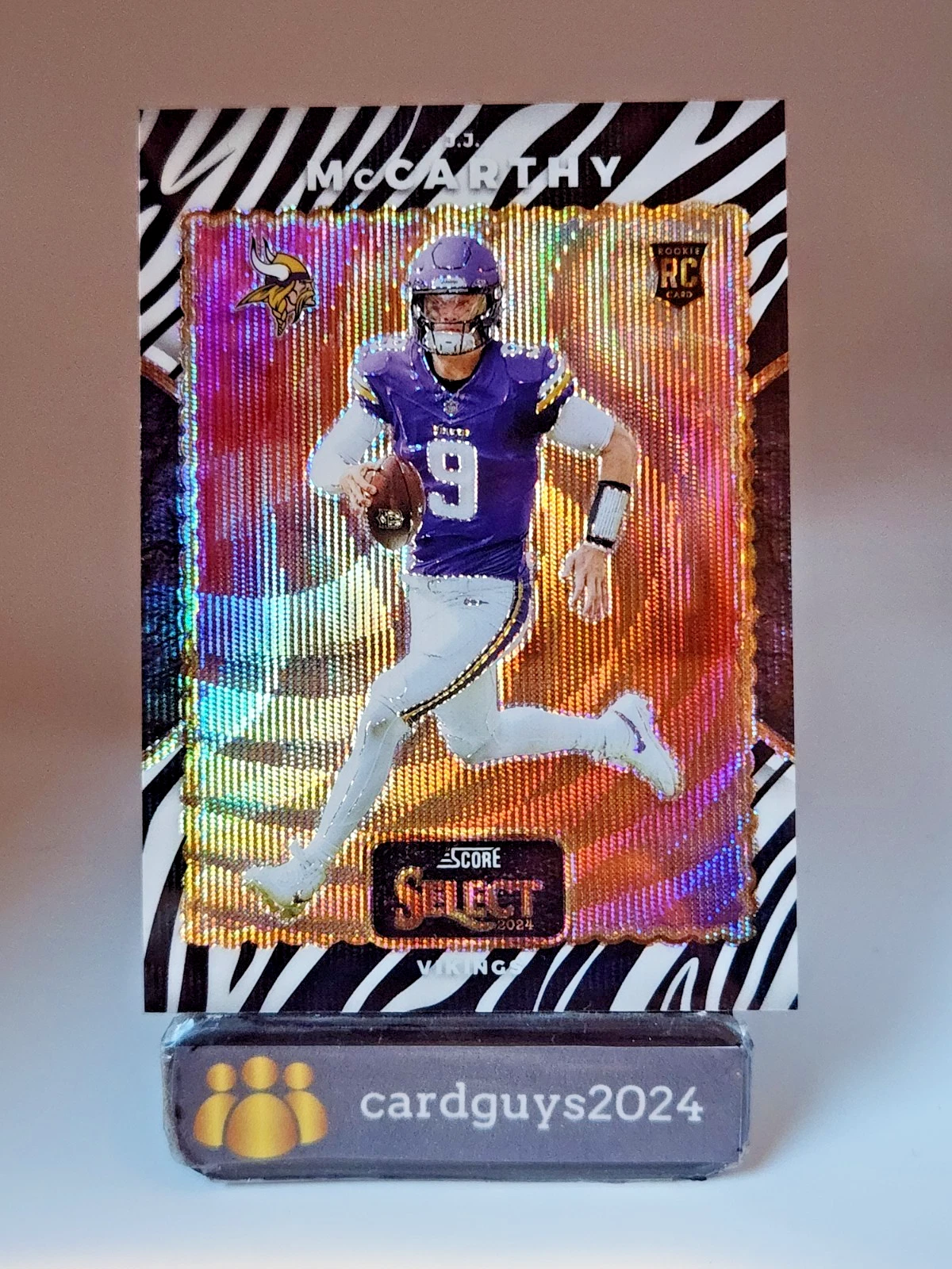 2024 Panini Select Score Throwback Zebra Prizm #17 RC J.J. McCarthy SSP -Vikings