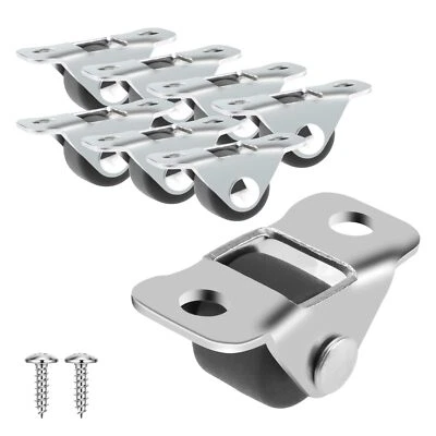 HONSNKS 8 Pcs 1/2 Inch Mini Fixed Caster Wheels,Low Profile Single Direction Tiny Wheels