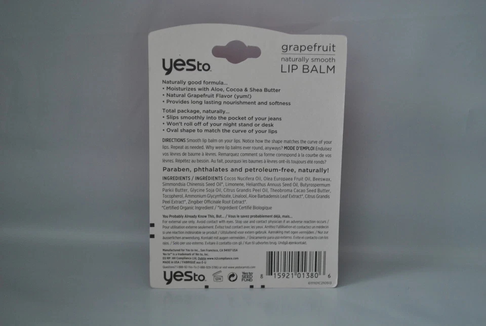 Bálsamo labial Yes to Grapefruit naturalmente suave 0,15 oz (paquete de 1) Foto 2 de 3