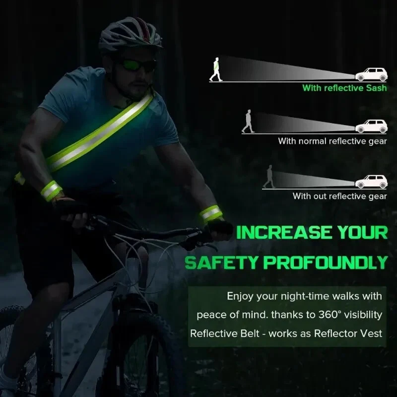 Adjustable Bright Yellow Durable Reflective Belt, High-Visibility Waterproof - Image 2 of 4