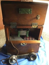 Antique Wood Portable Crank Field Telephone Early 1900s Very Good Original Cond.