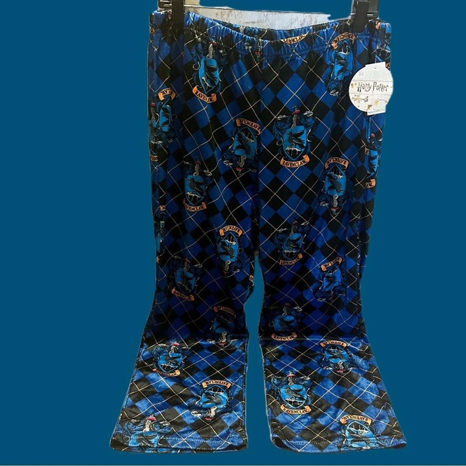 Harry Potter XL Pajama Bottoms in Blue and Black Striped Design