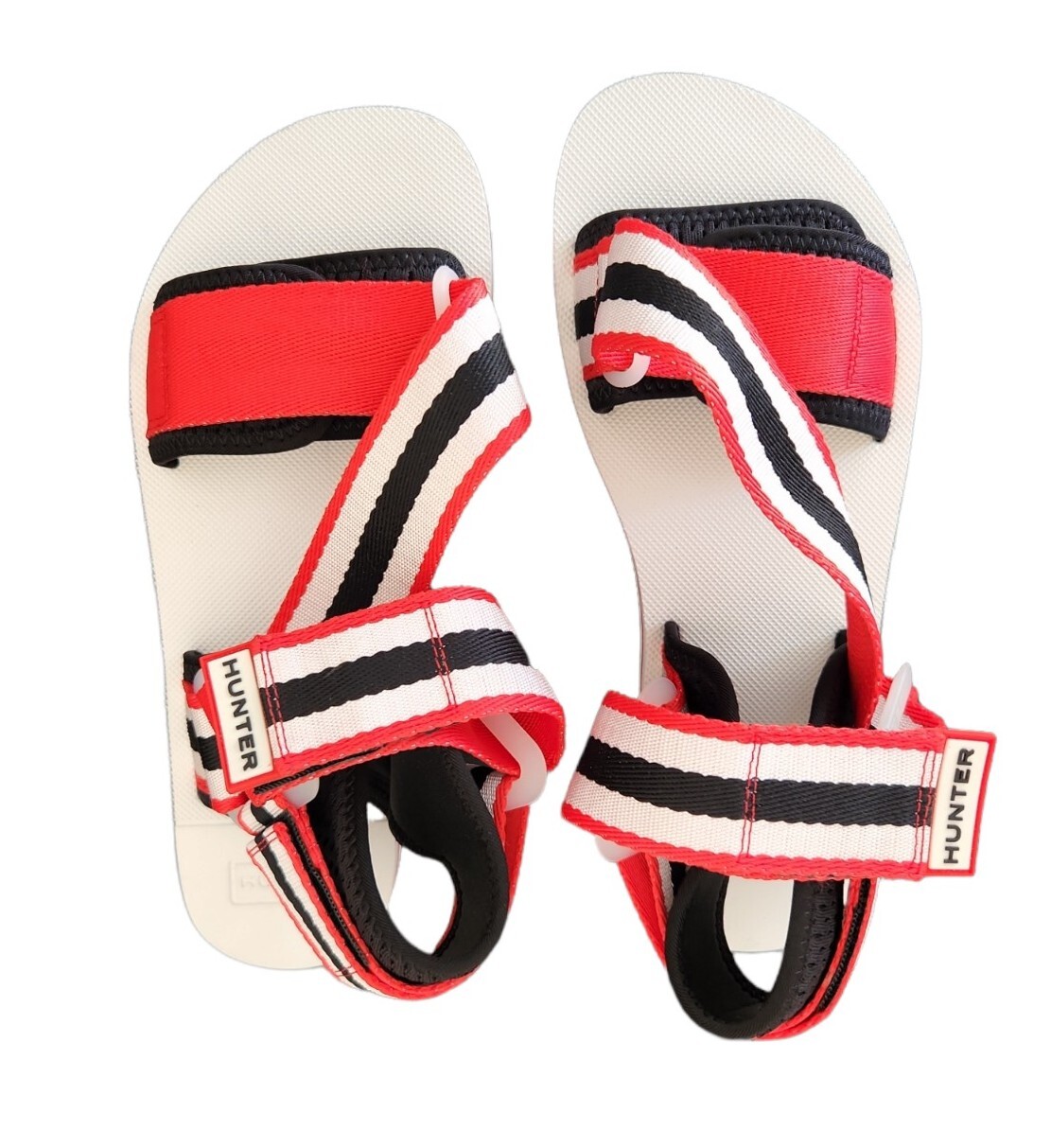 hunter black strappy beach sandals