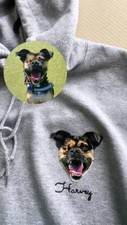 Custom hand embroidered pet hoodie, Dog memorial, Gift for dog mom or dog dad