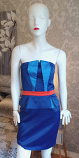 BE BEAU Blue/Orange Bandeau/Strappy Bodycon Mini Dress [8]