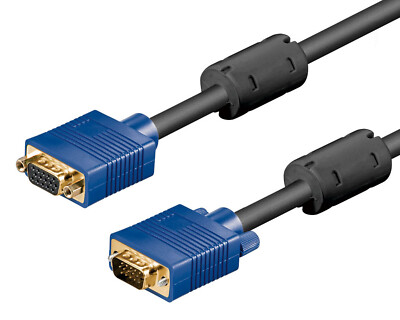 Goobay  3m S-VGA Kabel Verlängerung SVGA VGA schwarz Ferrite vergoldet