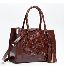 Patricia Nash - Leather Primrose Satchel - British Tan Tooled Bag Gorgeous  