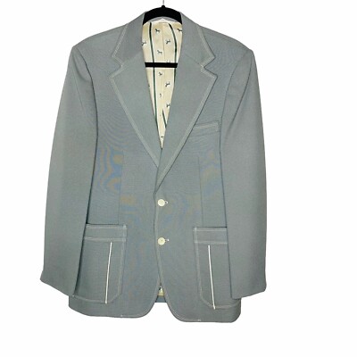 Johnny Carson Vintage Sport Coat Blazer Jacket Grey Green 40