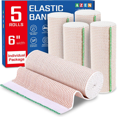 Premium 5 Pack Elastic Bandage Wrap 6 Inch, Compression Wrap Bandage for Legs...