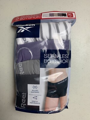Reebok Ladies 5 Pack Relaxed Waistband Stretch Seamless Boyshorts XL Underwear