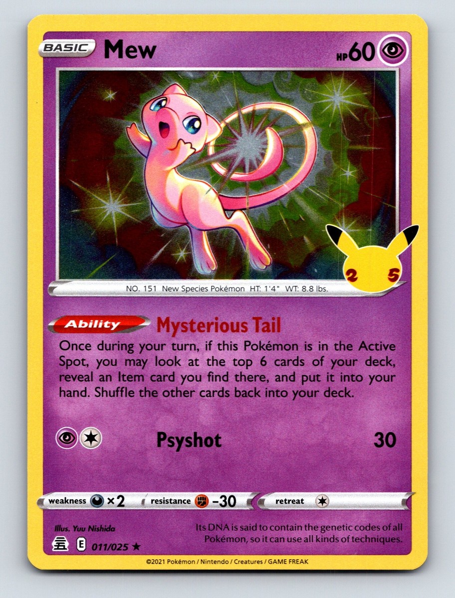 Basic Mew HP 60 Mysterious Tail Ability Psyshot Attack Rarity