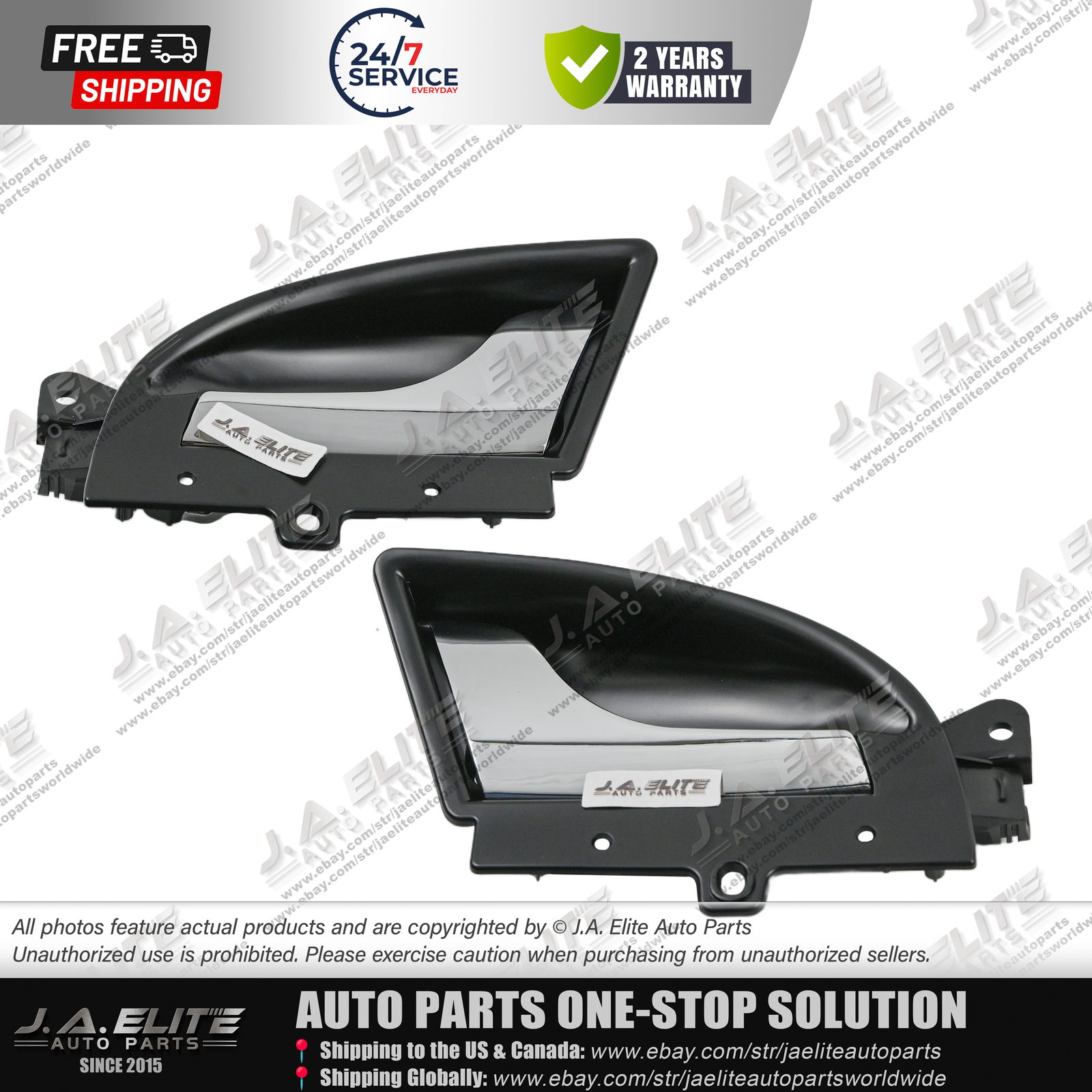 2pcs Left & Right Inner Door Handle (Black) fit Maserati GranCabrio GranTurismo