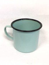 Classic Enamelware Coffee / Tea Mug - Turquoise Blue - 12 oz - Vintage Style