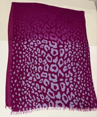 グッチ レオパード ストール 542984 レーヨン レディース GUCCI 【1-0260937】 GUCCI 542984 Purple Leopard Pattern Scarf 190 x 70cm Women used | eBay