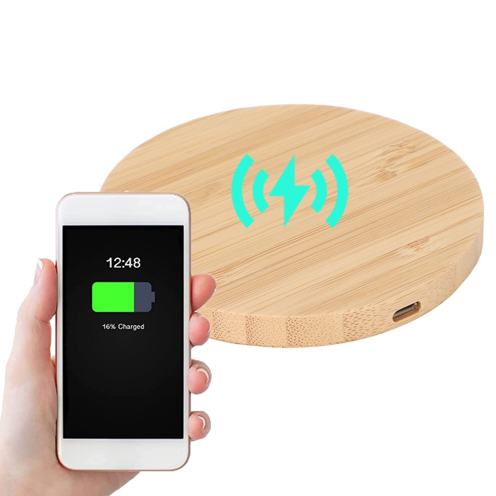 Bamboo Wireless Charging Pad 10W Fast Qi Charger for Phones