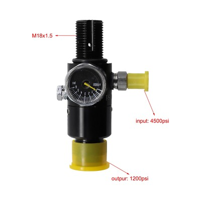 #ad 4500psi HPA Air Tank Regulator PCP Output 1200Psi Thread M18*1.5 Black $33.90