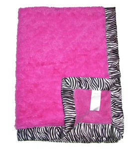 zebra blanket with pink trim