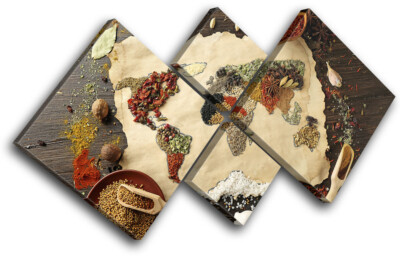 World Atlas Spices Kitchen Maps Flags MULTI Leinwand Kunst Bild drucken
