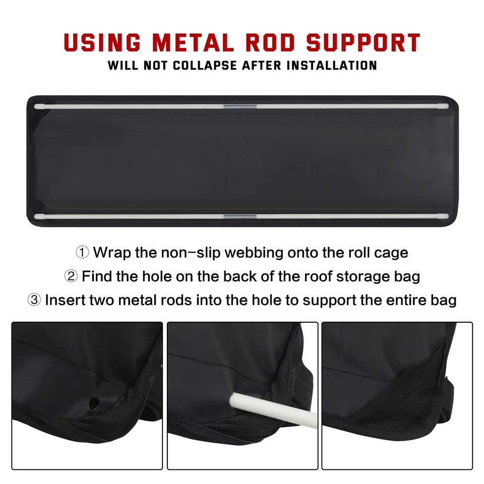 Z8 RZR PRO XP Roof Bag , LargeCapacity Overhead Storage Bag with Metal