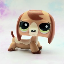 Littlest Pet Shop Authentic  2035 Tan Brown Dachshund Green Eyes