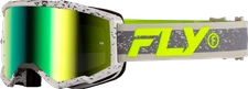 FLY RACING ZONE GOGGLE DARK GREY/HI-VIS W/ IRIDESCENT GRN MIRROR LENS 37-51526
