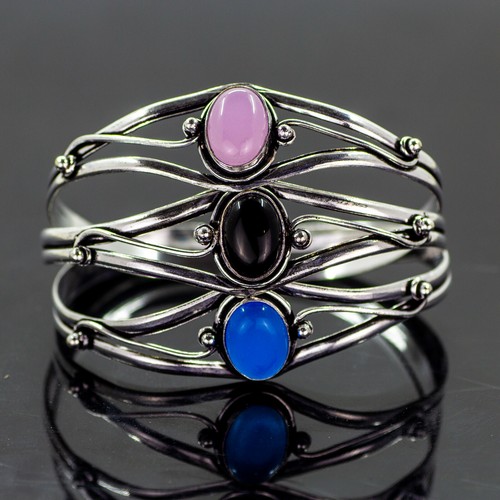 Brazalete de piedras preciosas multicolores para mujer lapislázui - Imagen 2 de 12