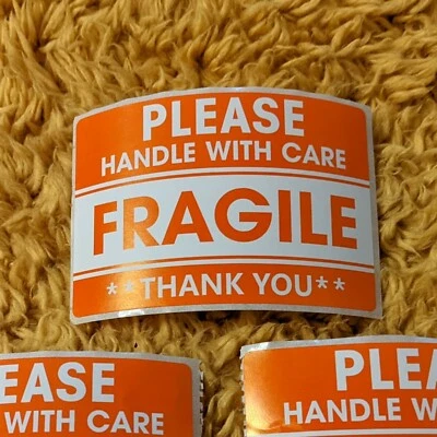 GLIDE PRODUCTS Large Fragile - Postage and Packing Stickers - Handle with Care - 3inch x 2inch