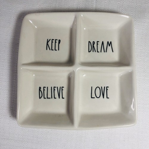 Rae Dunn Divided Dish Dream Love Keep Believe Organizer Magenta Artisan Collecti - Afbeelding 7 van 7