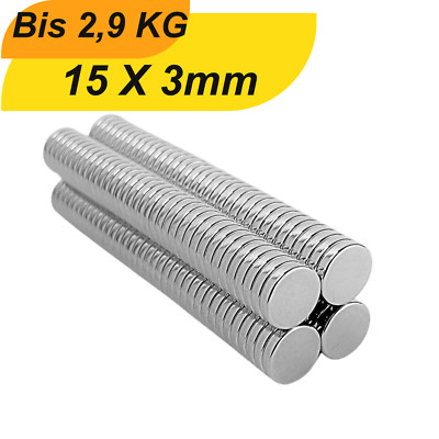 Neodym Magnet  15x3mm Supermagnete hoher Haltekraft Scheibenmagne starke magnete