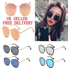 Vintage Retro Women's Rose Gold Cat Eye Ladies Large Mirrored Sunglasses UV400