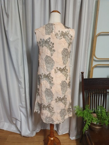 Seqin Embroidered Sparkly Pale Pink Floral Dorothy Perkins Dress Size 12 - Picture 8 of 14