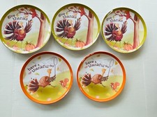 POTTERY BARN KIDS Thanksgiving Turkey 9" Melamine Dinner Plates- Set of 5
