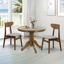 Juego de mesa de comedor de 3 piezas, 2 sillas Yumiko de madera maciza con mesa de comedor redonda enrollable