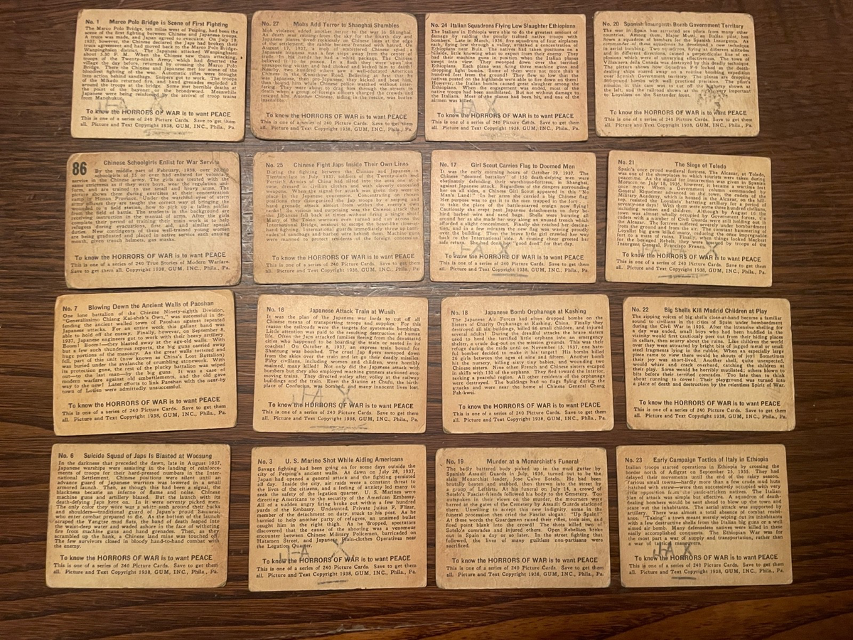 1938 HORRORS OF WAR 41 NON SPORTS TRADING CARD LOT GOOD | eBay