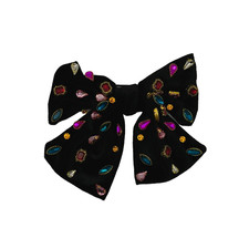 Hair Clip Black Bow with embellished with colorful acrylic rhinestones
