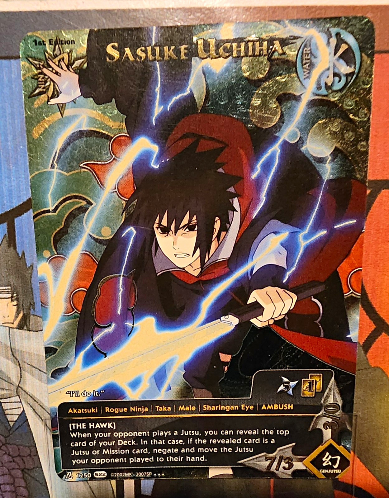 Bandai Naruto CCG Sasuke Uchiha 1st Edition, English Card, The Hawk 1250