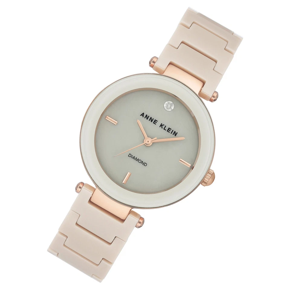 Anne Klein Rose Gold Ceramic Tan Mother of Pearl Dial Women's Watch - AK1018RGTN - image 2 of 3