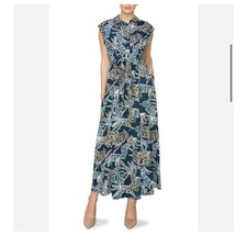 Melloday Abstract Floral Button Up Shirt Dress Size Small