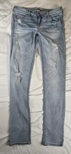 Hollister Women's Low-Rise Super Skinny Jeans 29 9 Light Wash Classic