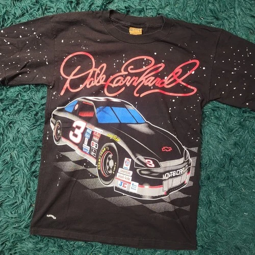 Vintage 90s Dale Earnhardt The Intimidator NASCAR Tee L AOP Nutmeg Black