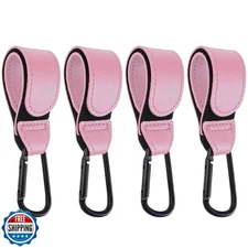 4 Pcs Leather Stroller Hook, Mommy Stroller Clip, Stroller Accessories Organi