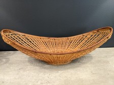 Vintage Woven Wicker Basket Curved Oblong Bread Decor 19 X 7.5 X 3.5 STURDY